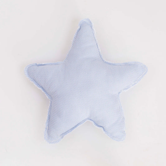 Cojín estrella lino rayita azul